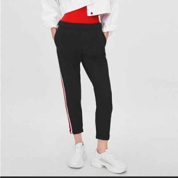 Zara Trafaluc Black Track Joggers with Red and white stripe - Picture 8 of 12